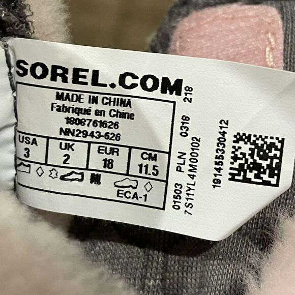 Sorel Cozy Faux Fur Bear Paw Slippers Girls Dusty Pink Size 3 Baby - Picture 10 of 10